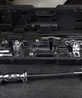 9 Way Slide Hammer Puller Set Heavy Duty Black Finish With Internal And External Jaws, case open showing parts and hammer