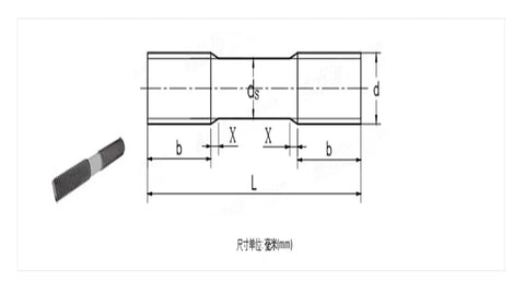 Technical drawing of Top Shelf Grade 2 Titanium Double Ended Stud Bolts M6 And M8 dimensions and specifications.