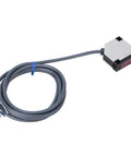 Photoelectric Sensor With Diffuse Reflection 50-300mm Adjustable Range IP65 Rugged ABS Housing with cable shown in the image.