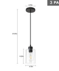 Dimmable Black Farmhouse Glass Cylinder Pendant Light for Kitchen Island Clear Glass Mini Pendant Fixture with 4.75 Inch Shade