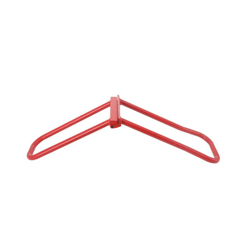 Red roof eaves seam bender and drip edge folding tool for standing seam roofing, suitable for manual on-site use by roofers.
