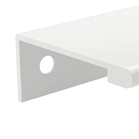 White Modern Cabinet And Drawer Edge Pull Handle Center To Center Five And One Sixteenth Inch 128 Mm side view
