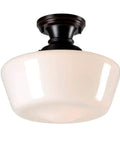 Cambridge 1-Light Semi Flush Ceiling Fixture In Blackened Oil Rubbed Bronze, Low-Profile Space Saving Lighting For Small Spaces, Hallways.