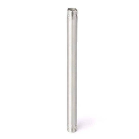 Two Pack 304 Stainless Steel Pipe Nipples With One Quarter Inch NPT Male Threads, 12 Inch Length for DIY plumbing projects