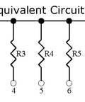 Schematic of a thick-film resistor network with eight resistors labeled R1–R8 connected to a common bus.