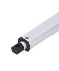 Close-up of aluminum housing of Tiny But Mighty 2 Inch Stroke Micro Linear Actuator 12V DC 20N Load 1.2 Inches Per Second Travel Speed