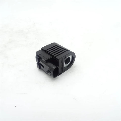 KV23085 solenoid valve coil for loader skid-steer, black ribbed plastic housing with silver circular port