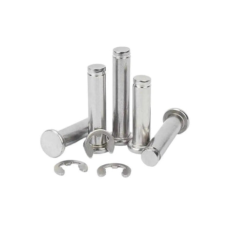 20 Pieces Premium M4 A2 Stainless Steel Flat Head Dowel Pins With Secure Circlips For Precision Mechanical Equipment And Smooth Machinery Bearing Assembly Positioning Job displayed with circlips.