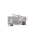 Close-up of a transparent RJ45 connector from the All In One Network And Phone Cable Tester With RJ11 RJ12 RJ22 RJ45 Crimping Tool Kit