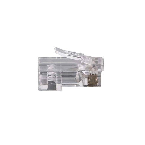 Close-up of a transparent RJ45 connector from the All In One Network And Phone Cable Tester With RJ11 RJ12 RJ22 RJ45 Crimping Tool Kit