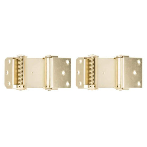 Double Action 3 Inch Brass Door Hinge Set - Self Closing, Two Way Swing for Swinging Doors, Adjustable Tight Pin Closing Speed, Screws Included, Cold Rolled Steel Construction