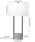 65.5 Inch Tall Floor Lamp With White Drum Shade In Blackened Bronze And Concrete Finish with measurements