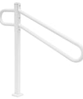 Heavy Duty Iron Wall Mounted Handrail And Outdoor Stair Railing Featuring Reinforced Frame And Non Slip Grip in white finish.