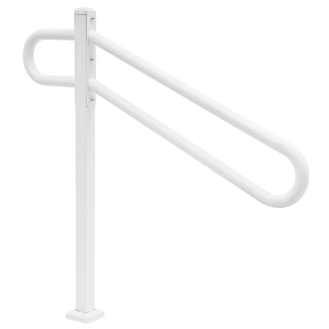 Heavy Duty Iron Wall Mounted Handrail And Outdoor Stair Railing Featuring Reinforced Frame And Non Slip Grip in white finish.