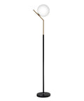 Mid Century Modern White Glass Ball Floor Lamp For Living Room Bedroom Office And Hotel, Tall 60 Inch Stand With G9 Base, 40W Max
