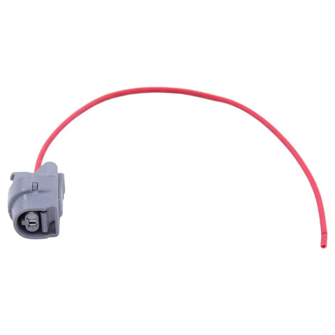 Heavy Duty Engine Coolant Temperature Sensor With Factory Style Wiring Harness Pigtail showing red wire and gray connector.
