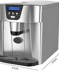 Countertop Ice Maker Machine With One Button Operation And Rapid Fast Ice Production Portable Kitchen Appliance For Home Use Easy Auto Or Manual Water Fill No Sweat Chill Essential showing dimensions and front view.