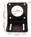 Front view of NEMA 34 steel motor mounting bracket with mounting holes and base slots.