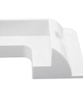 No Drill ABS Solar Panel Corner Bracket Set for Framed Panels, glue mount support visible in white ABS material