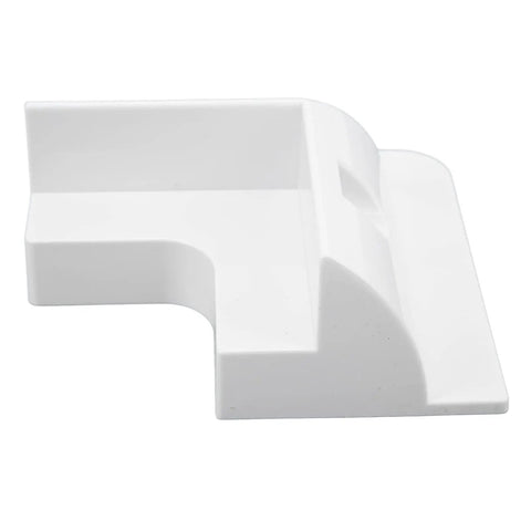 No Drill ABS Solar Panel Corner Bracket Set for Framed Panels, glue mount support visible in white ABS material