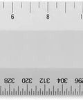 Metal Architect Ruler 12 Inch Pro Grade With Four Bevel Scales For Drawing Drafting And Engineering Left To Right Calibrations One Thirty Second One Sixteenth One Eighth And One Quarter For Precise Measurements, metal ruler close-up