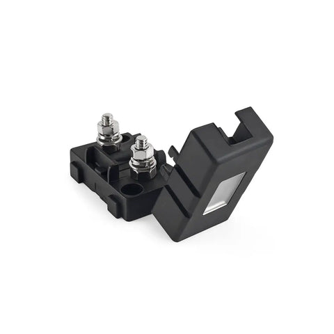 Rock Solid 2 Pack of 50 Amp Ami Midi Fuse Holder Kit Bolt Down Automotive Fuse Block With Splash Proof Cover, showing black fuse holder with silver bolts.