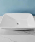 USZWBY Vessel Sinks Modern Minimalist Art Wash Basin Household Large Size Ceramic Above Counter Square Outdoor Bathroom Bowl Sink, top view.