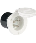 Slick RV Front Mount 20 Amp 125V White Power Inlet Socket Upgraded Shore Power Hookup for Trailers Campers Boats and Cabins, twist lock receptacle