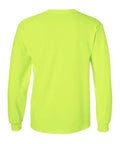 Back view of High Visibility Long Sleeve Construction Work Shirts For Men Safety Green Size Large 3 Pack Built Tough For Jobsite Safety