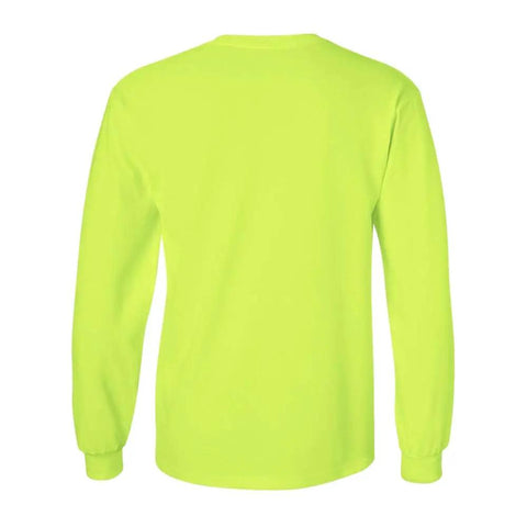 Back view of High Visibility Long Sleeve Construction Work Shirts For Men Safety Green Size Large 3 Pack Built Tough For Jobsite Safety