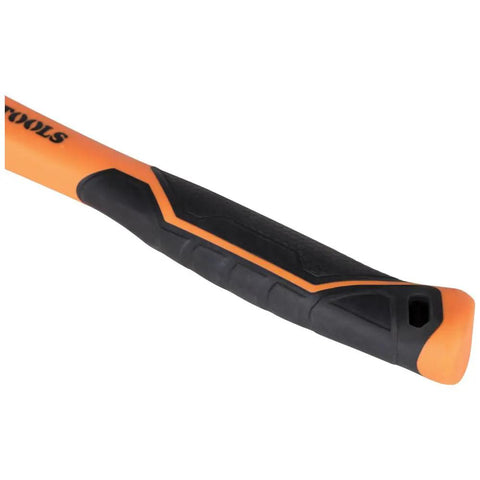 Handle of Go To Lineman 26 Ounce Claw Milled Hammer With Fiberglass Handle Heavy Duty For Utility Poles High Visibility Orange Milled Face