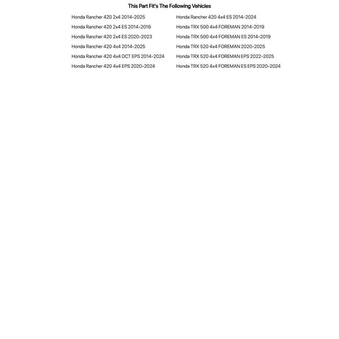 Compatibility list for Rear Axle Bearing And Seal Kit For Honda Rancher 420 4x4 2014 2022 Premium OEM Quality Seals And Bearings