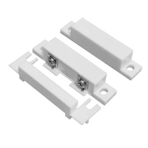 Close-up of Five Pack Surface Mounted NC Magnetic Door Contact Sensors for Alarm Systems, compact and easy screw-in install