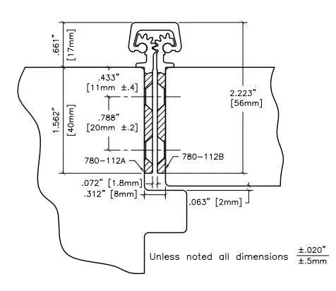 Heavy Duty Fire Rated Continuous Geared Hinges Concealed Leaf Clear Anodized Aluminum Workhorse Grade One Certified Plug And Play Setup Includes Hardware Sized At 79 Inch Length detailed dimension diagram.