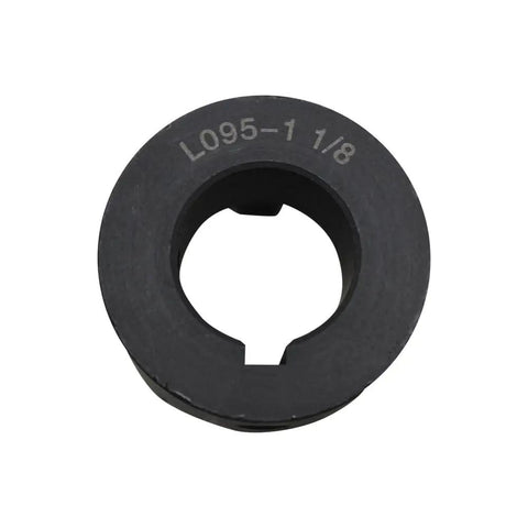 Beefy 1-1/8 Inch Bore L-Jaw Coupling Half Flexible L-095, view of L095-1 1/8 marking, for heavy-duty machinery with 1/4 inch keyway.
