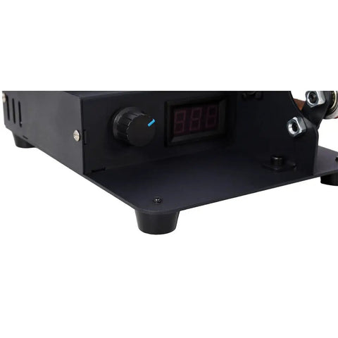 Aynuma Mini Belt Sander 350W Electric Bench Grinder With Rotary Tool Kit showing variable speed control and digital display.