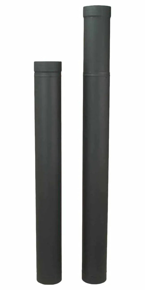 Adjustable Black Stovepipe Chimney Pipe 6 To 8 Inch Diameters Extends 38 To 70 Inches Single Wall Heavy Duty 22 Gauge Steel