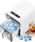 Savage Compact Nugget Ice Maker Countertop Speed Demon slays 12 pieces of chewable ice in 10 minutes with pull-out basket.