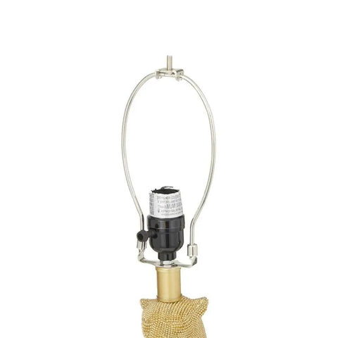 Leopard Glam 29 Inch Table Lamp in Gold, focus on lamp holder detail with bead accents, part of a set featuring modern luxury design.