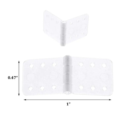Boss Grade Pinned Nylon Hinges For RC Airplanes 25 Pack Control Surface Connectors Unfolded 0.47 in by 1.0 in shown