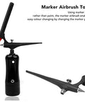 Slick Portable Marker Airbrush Sprayer Kit For Smooth Coloring And Hassle Free Paint Swapping With Fine Mist Coverage And Universal Adapter Connector For Top Tier Model Crafting Gear in black with a marker pen.