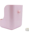 Super Cool Pink Two In One Rabbit Hay Feeder With Automatic Guinea Pig Food Bowl And Quick Release Grass Rack Zero Worries Setup side view of pink pet feeder.