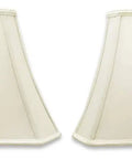Designer Lamp Shade Rectangle Cut Corner Bell Shape White Silk Shantung With Softback Polycotton Lining For Warm Ambient Light pair