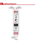 24V 1A DIN Rail AC To DC Power Supply wiring diagram, 24W, Compact 1.5 Inch Module, showing input and output connections.