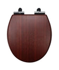 Standard 17 Inch White Toilet Seat Slow Close Soft Drop Lid High Density Board Core Easy Wipe Finish Quick Mount shown from above.