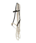 Breaking Hackamore Bitless Horse Bridle For Training with 7/16 rope noseband and 3/4 headstall hanging vertically.