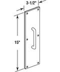 Polished Brass Pull Plate With 3/4 In Round Door Handle, 3-1/2 In Wide By 15 In High Cover Plate For Commercial And Residential Swing Doors.