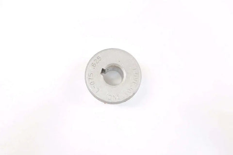 Five Eighth Inch Bore Steel Jaw Coupling Hub L075 Series Beefy Industrial Shaft Coupler for Power Transmission, Rugged Metal Coupler for Machinery, 10688 Style D563199, silver steel hub top view