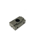 Heavy Duty Double Extension Machining Vise With Multi Station Quick Change Pallet Adjustable Semicircular Jaw, steel construction, side view.
