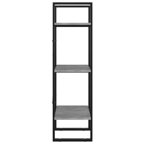3 Tier Industrial Book Cabinet For Small Spaces Open Front Bookshelf with 3 Shelves Engineered Wood Bookcase, front view